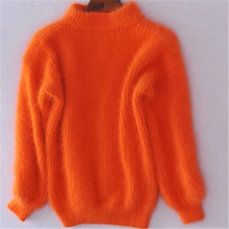 Pull femme à col roulé manches longues coupe ample