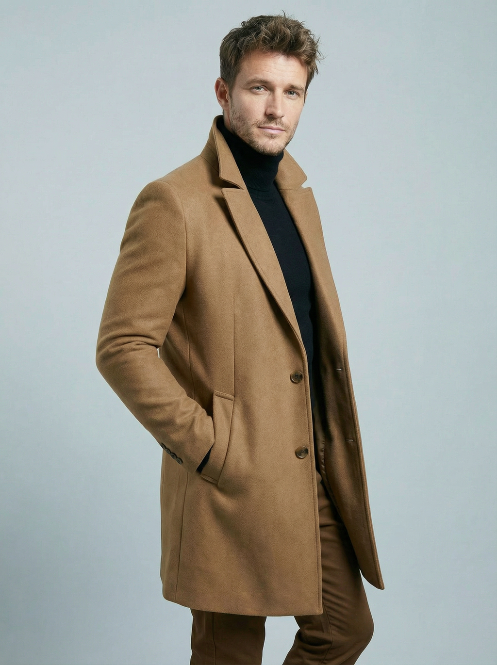 Cappotto uomo invernale classico con revers, lungo