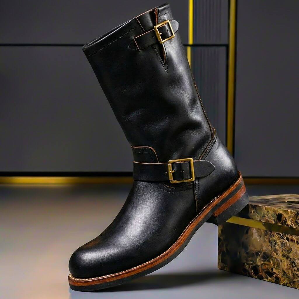 Botas altas de mujer con hebillas y caña fruncida
