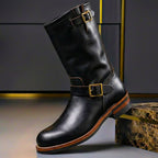 Botas altas de mujer con hebillas y caña fruncida