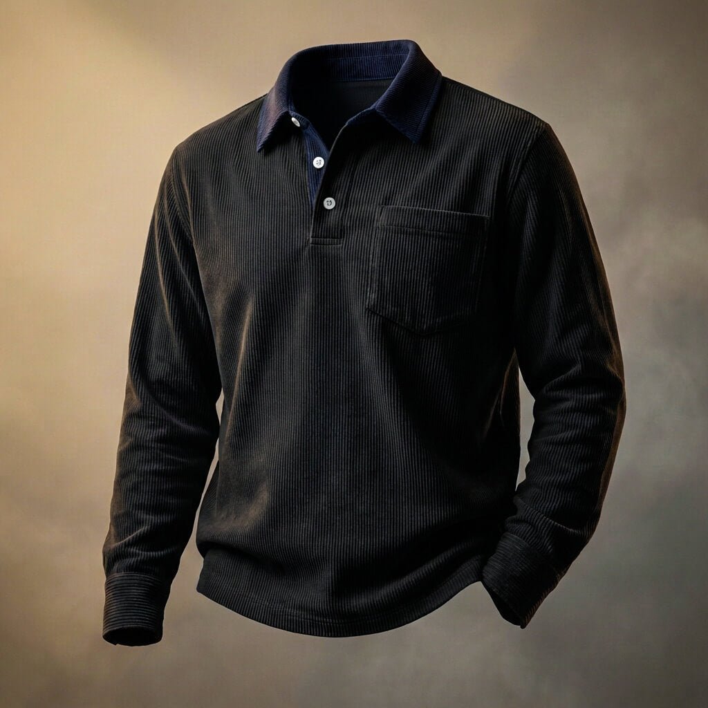 Poloshirt til mænd med lange ærmer og krave