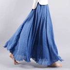 Gonna lunga boho donna in cotone, a vita alta, svasata