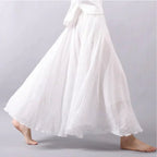 Gonna lunga boho donna in cotone, a vita alta, svasata