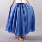 Gonna lunga boho donna in cotone, a vita alta, svasata