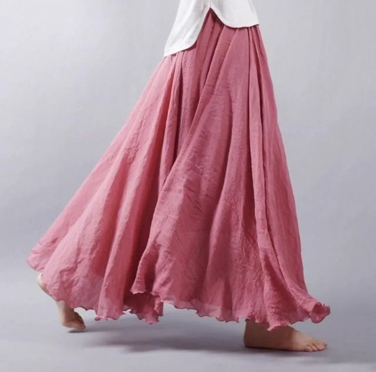 Dámská bavlněná maxi sukně boho, s vysokým pasem, rozšířená