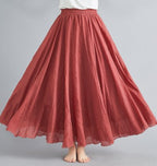 Gonna lunga boho donna in cotone, a vita alta, svasata