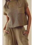 Maglione donna in maglia a coste con tasca