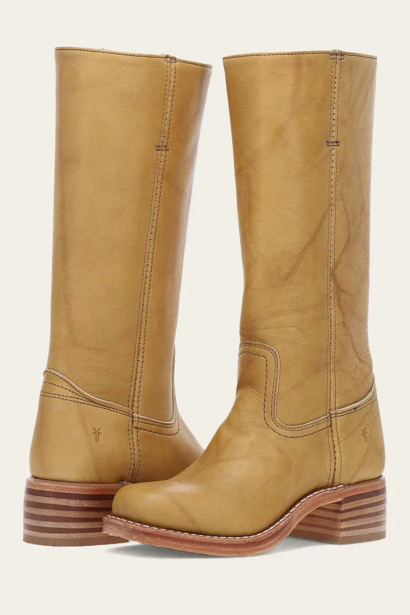 Botas altas de mulher estilo cowboy com salto grosso