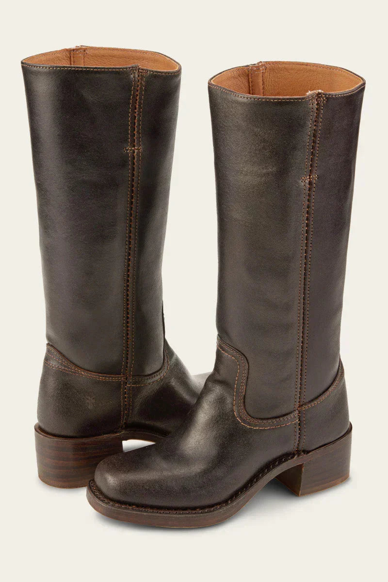 Botas altas de mulher estilo cowboy com salto grosso