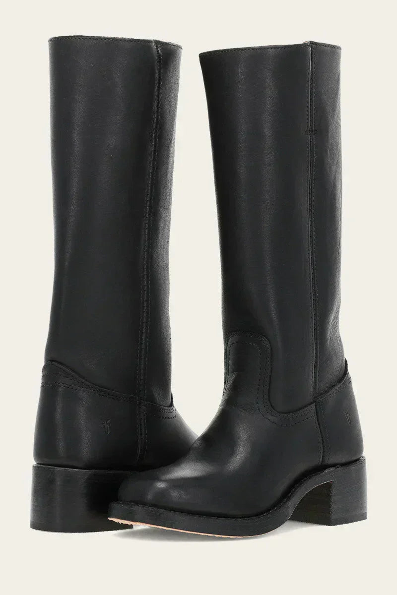 Bottes mi-mollet femme talon bloc surpiqûres
