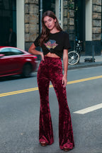 Pantalon femme taille haute, jambes larges
