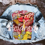 Veste en jean femme à manches longues et imprimé