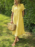 Robe chemise femme à rayures avec poches