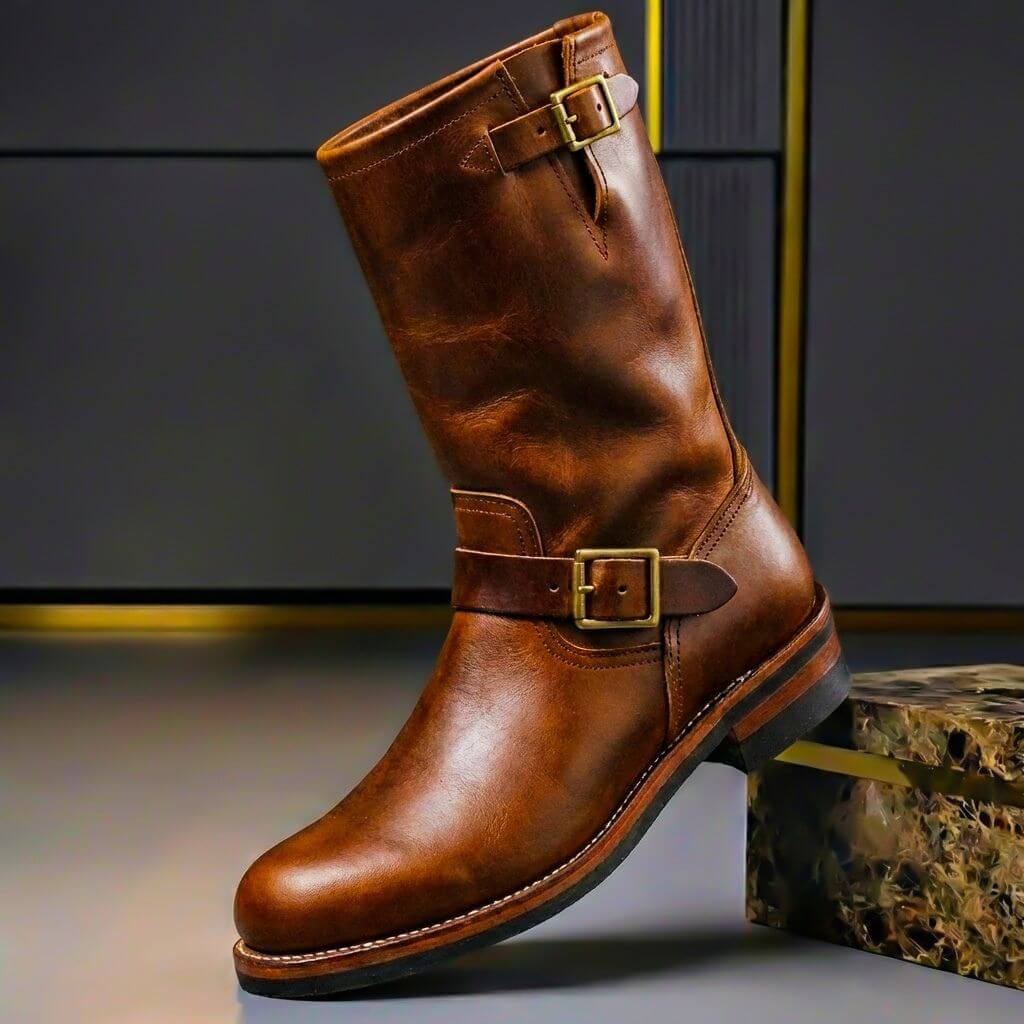Botas altas de mujer con hebillas y caña fruncida