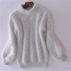 Pull femme à col roulé manches longues coupe ample
