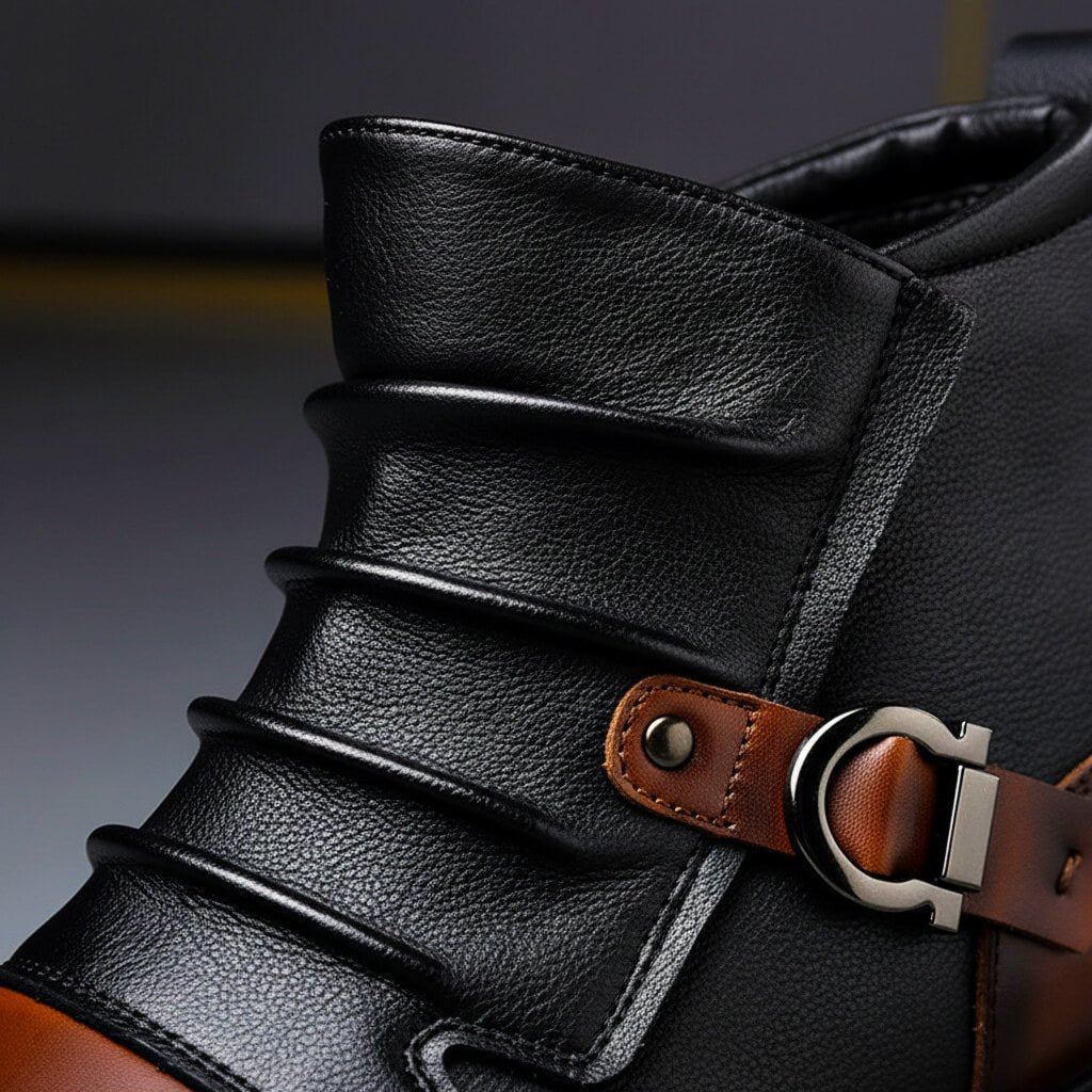 Scarpe uomo alla caviglia con fibbie e cinturini decorativi