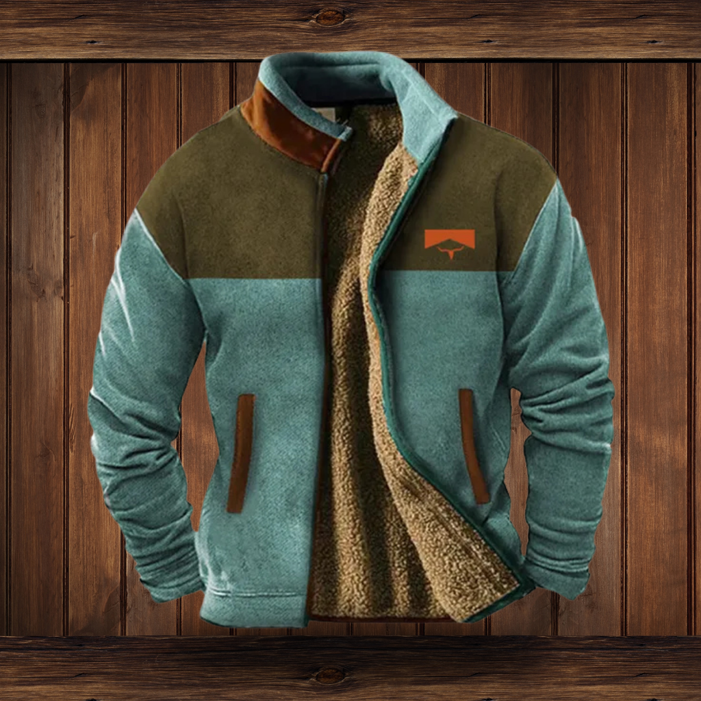 Sudadera de hombre con cuello alto, cremallera y mangas estampadas