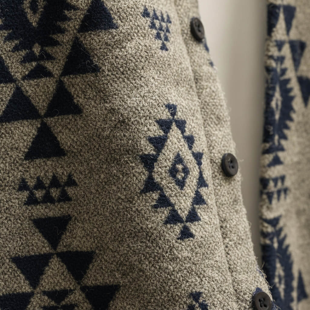 Veste femme à motif géométrique, col et poches