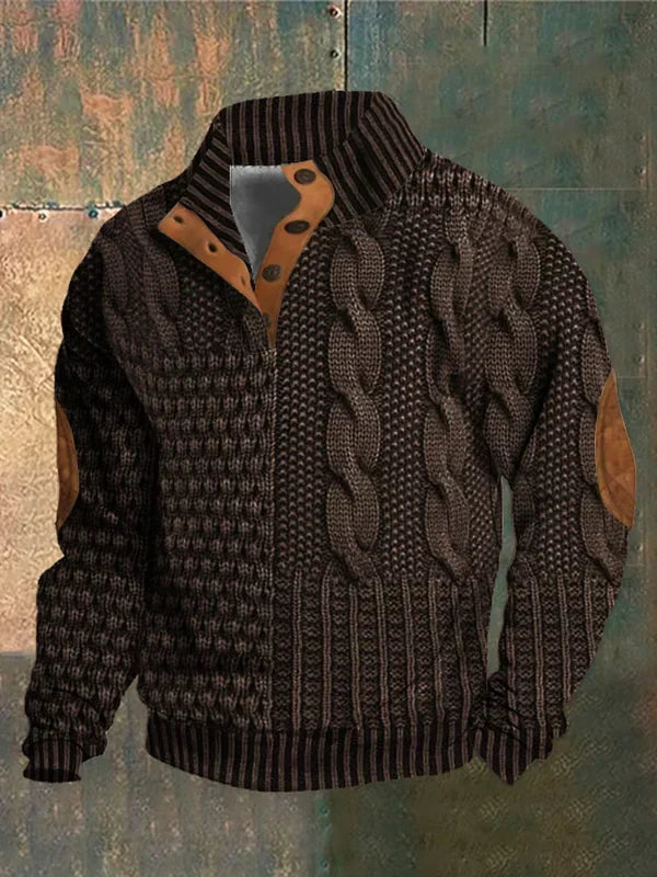Jersey de hombre de punto con trenzas y cuello alto
