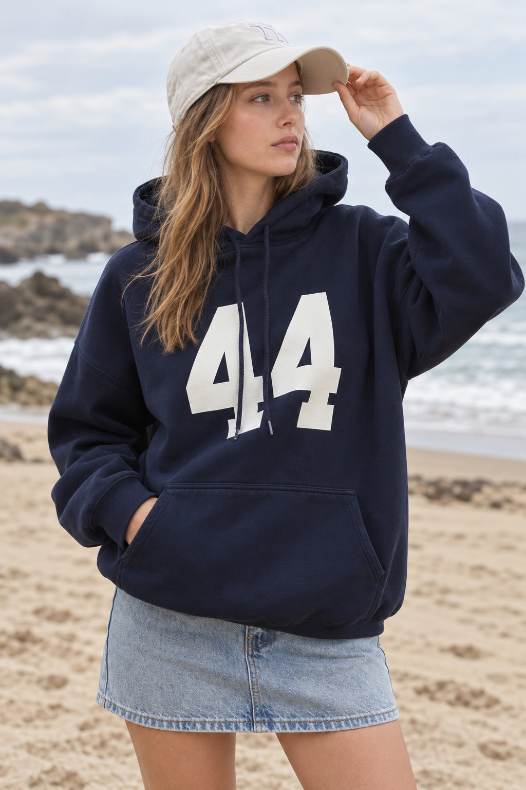 Sweat à capuche oversize femme à imprimé chiffre