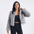 Cardigan court femme à finition duveteuse
