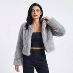Cardigan court femme à finition duveteuse