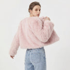 Cardigan court femme à finition duveteuse