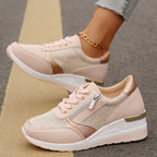 Sneakers donna con plateau, lacci e zip laterali