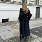 Manteau long femme d'hiver oversize noir