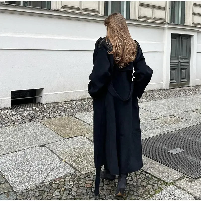 Manteau long femme d'hiver oversize noir