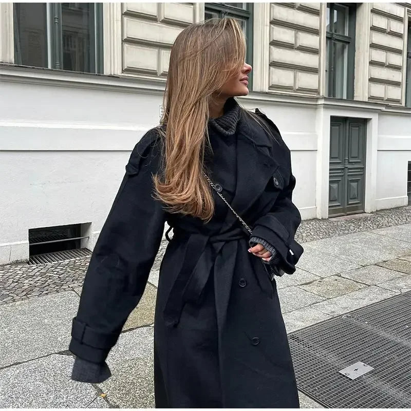 Manteau long femme d'hiver oversize noir