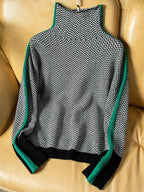 Pull à col roulé femme à motif chevrons, manches longues