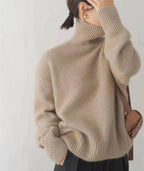 Jersey de cuello alto de mujer con manga larga y corte recto