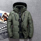 Parka de hombre acolchada de invierno con capucha y bolsillos