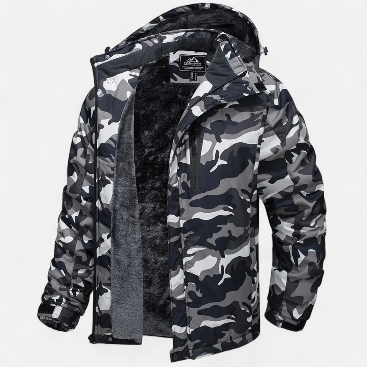 Parka de hombre con capucha y forro interior, manga larga