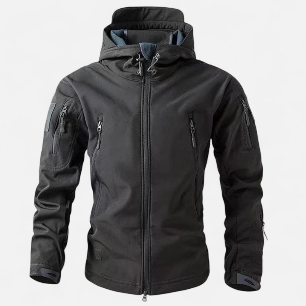 Giacca uomo con cappuccio, chiusura con zip, tasche