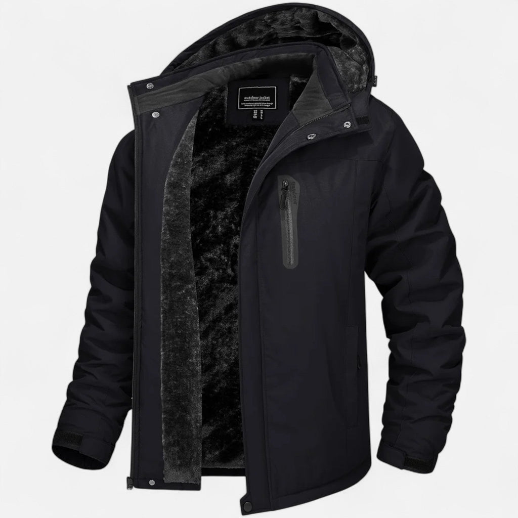Parka uomo con cappuccio e interno morbido, maniche lunghe