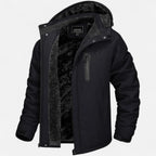 Parka uomo con cappuccio e interno morbido, maniche lunghe