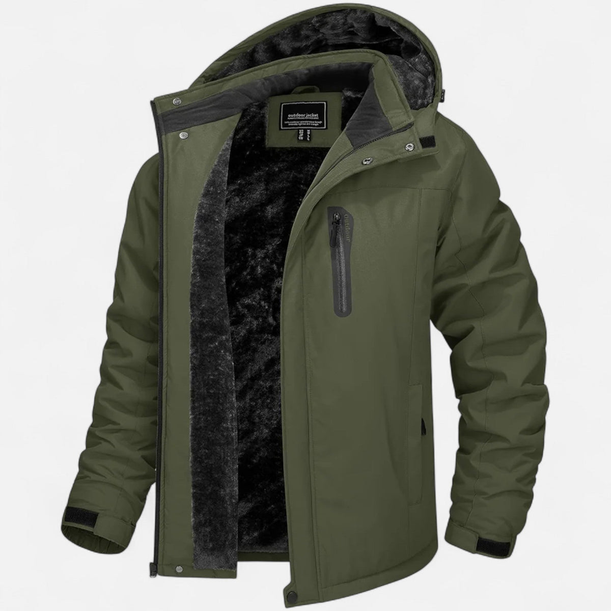 Parka de hombre con capucha y forro interior, manga larga