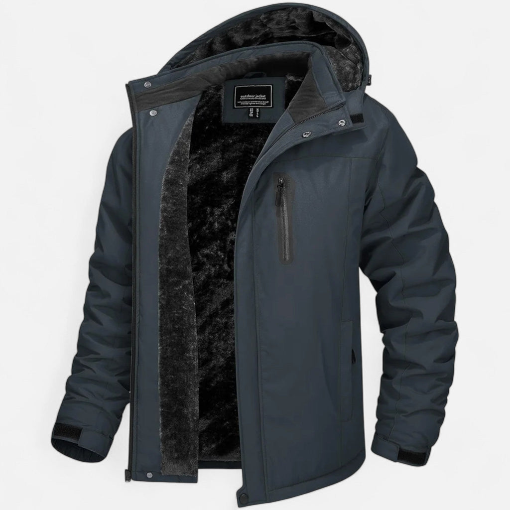Parka uomo con cappuccio e interno morbido, maniche lunghe
