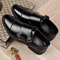 Zapatos monk de hombre con doble hebilla y acabado liso