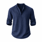 Chemise homme à col mao, manches longues, fermeture boutonnée