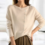 Women's Knit Cardigan With Button Front and Long Sleeves