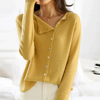Women's Knit Cardigan With Button Front and Long Sleeves