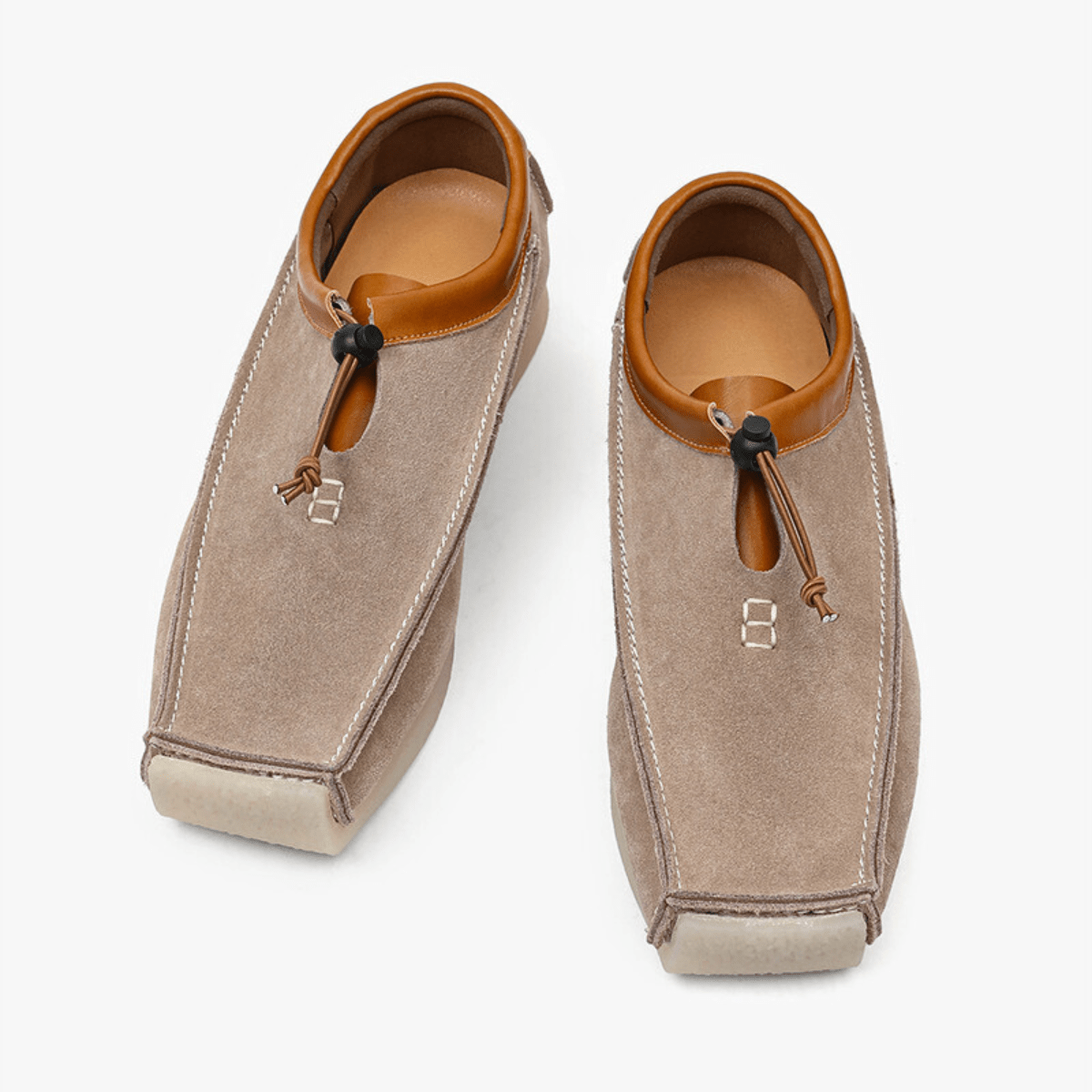 Mocassini slip-on con punta quadrata e cordoncino