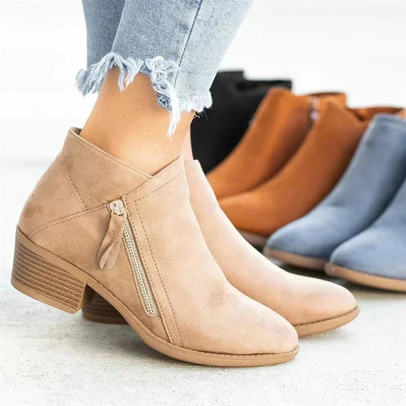 Stivaletti donna con tacco e cerniera