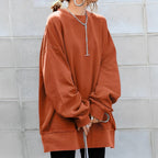 Oversize sweater til damer med rund hals og lange ærmer