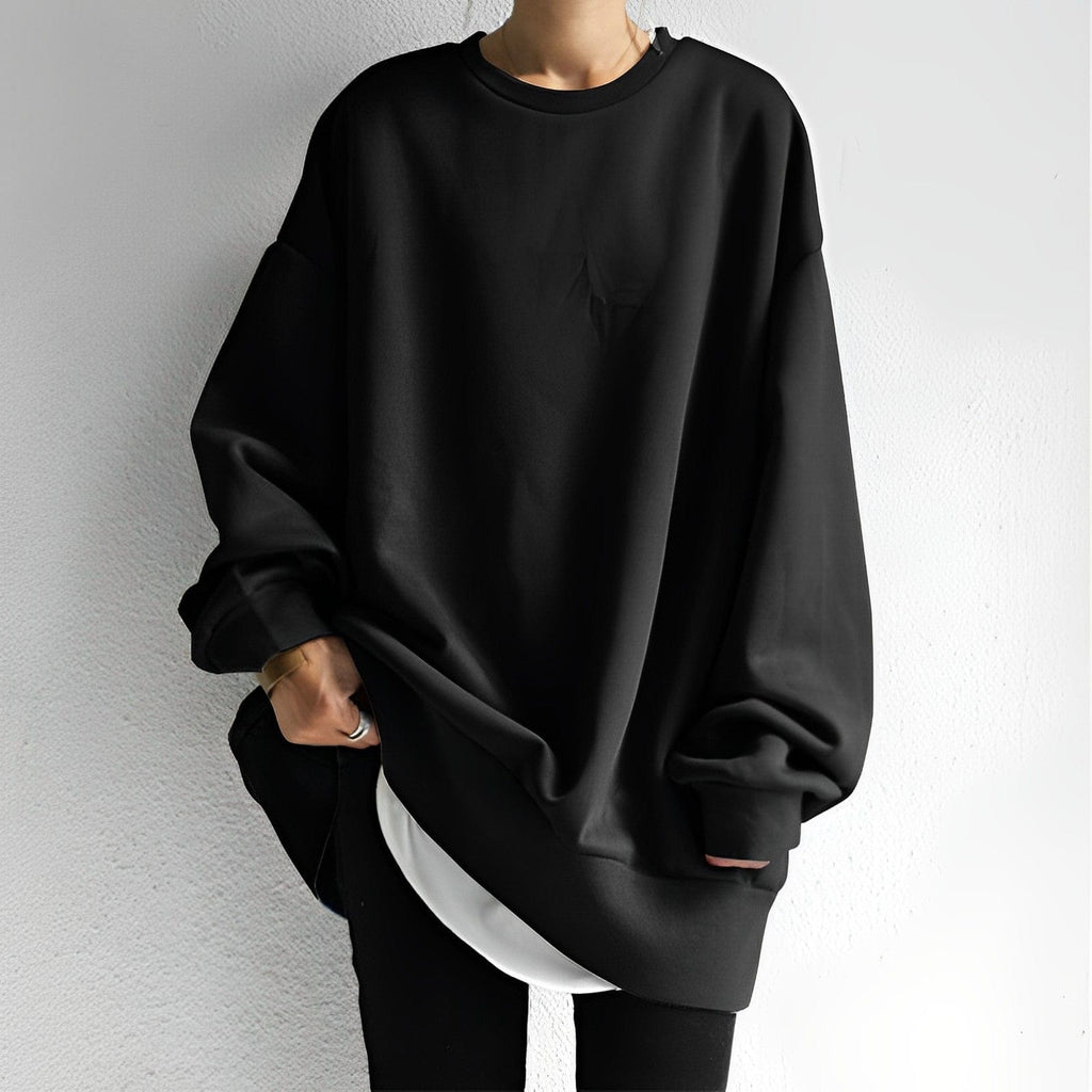 Oversize sweater til damer med rund hals og lange ærmer