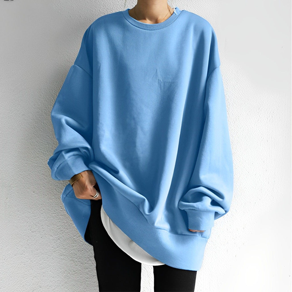 Oversize sweater til damer med rund hals og lange ærmer