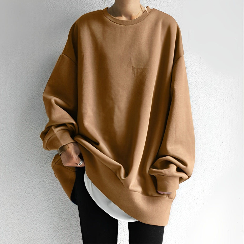 Oversize sweater til damer med rund hals og lange ærmer